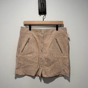 BLANK NYC Khaki Suede 100% Leather Mini Skirt 31 NWT